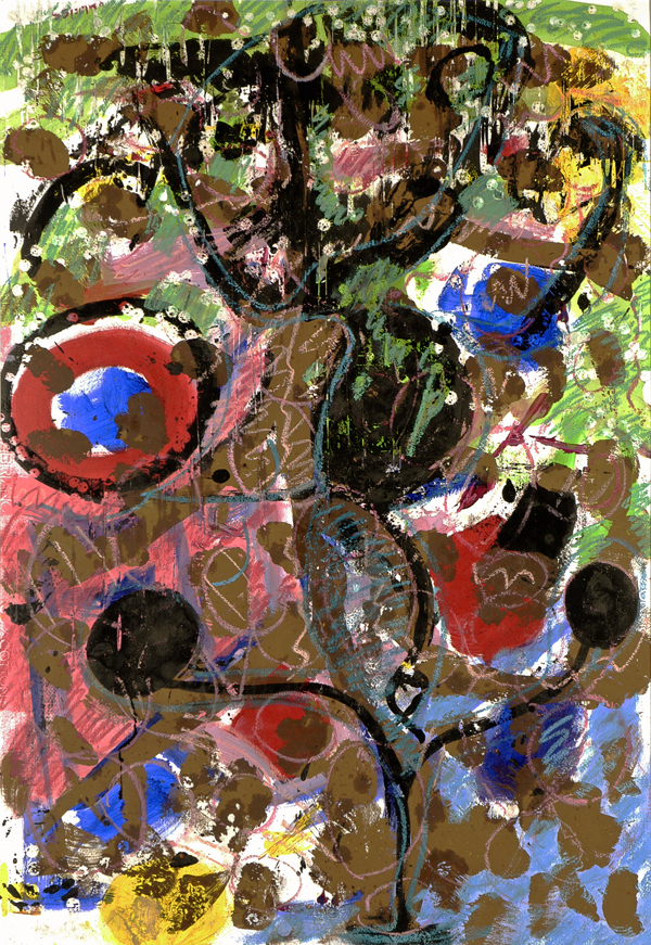 015 Bosgeest, pastel op papier, 70x100, 2005